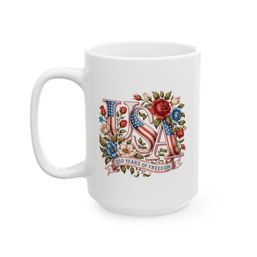 Copy of Patriotic Floral Mug — USA Flag Flowers Ceramic Coffee Cup (11oz & 15oz)