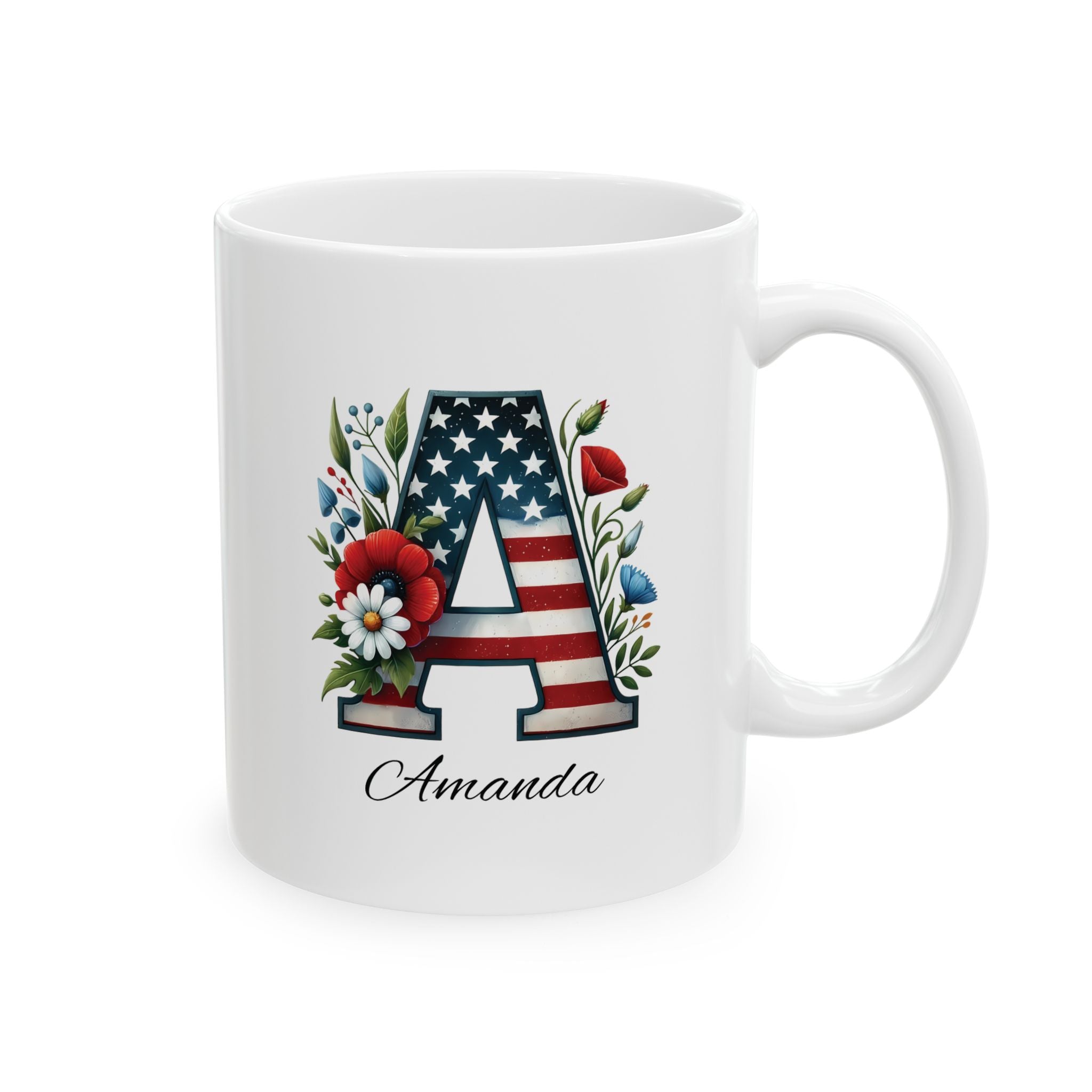 Copy of Patriotic Floral Mug — USA Flag Flowers Ceramic Coffee Cup (11oz & 15oz)
