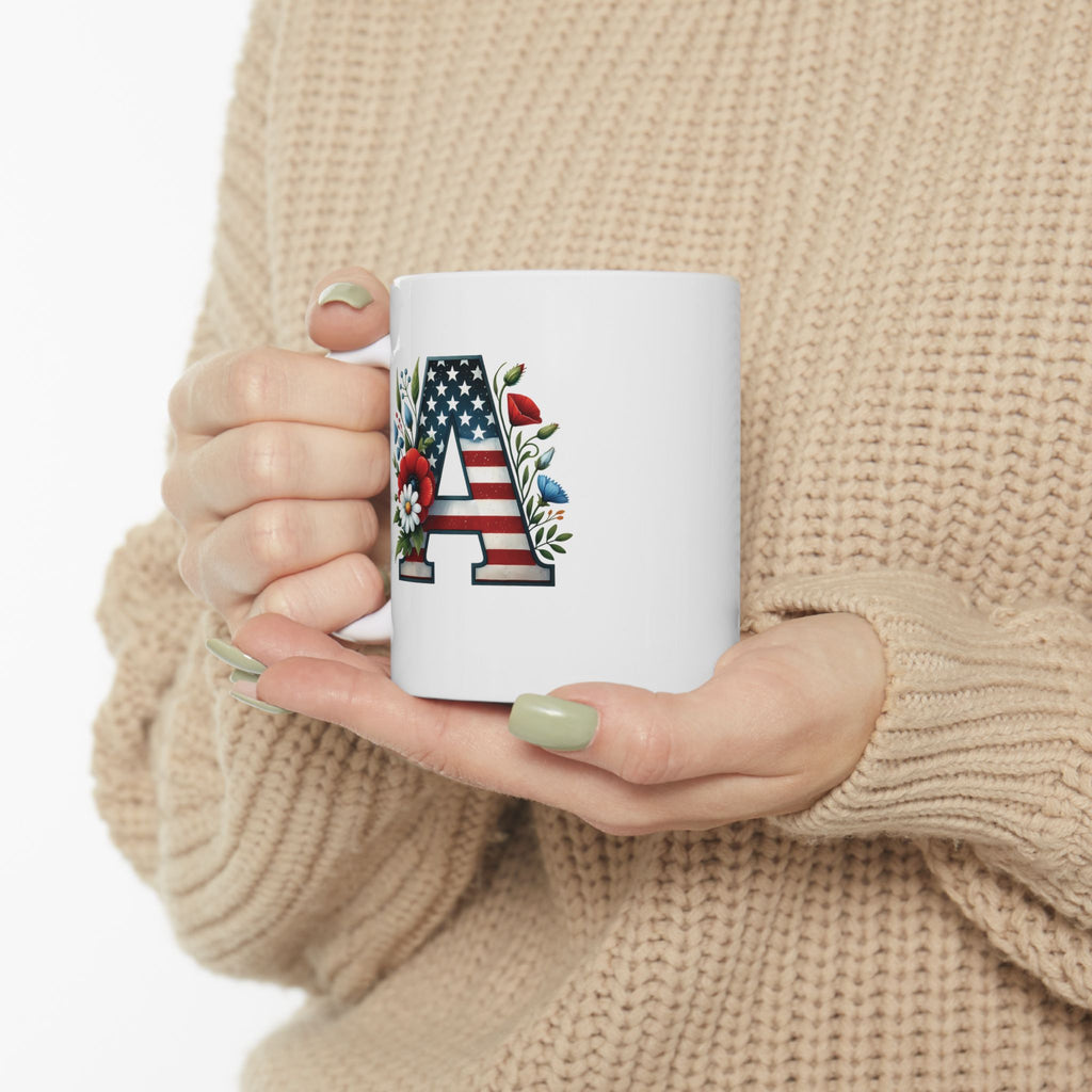 Copy of Patriotic Floral Mug — USA Flag Flowers Ceramic Coffee Cup (11oz & 15oz)