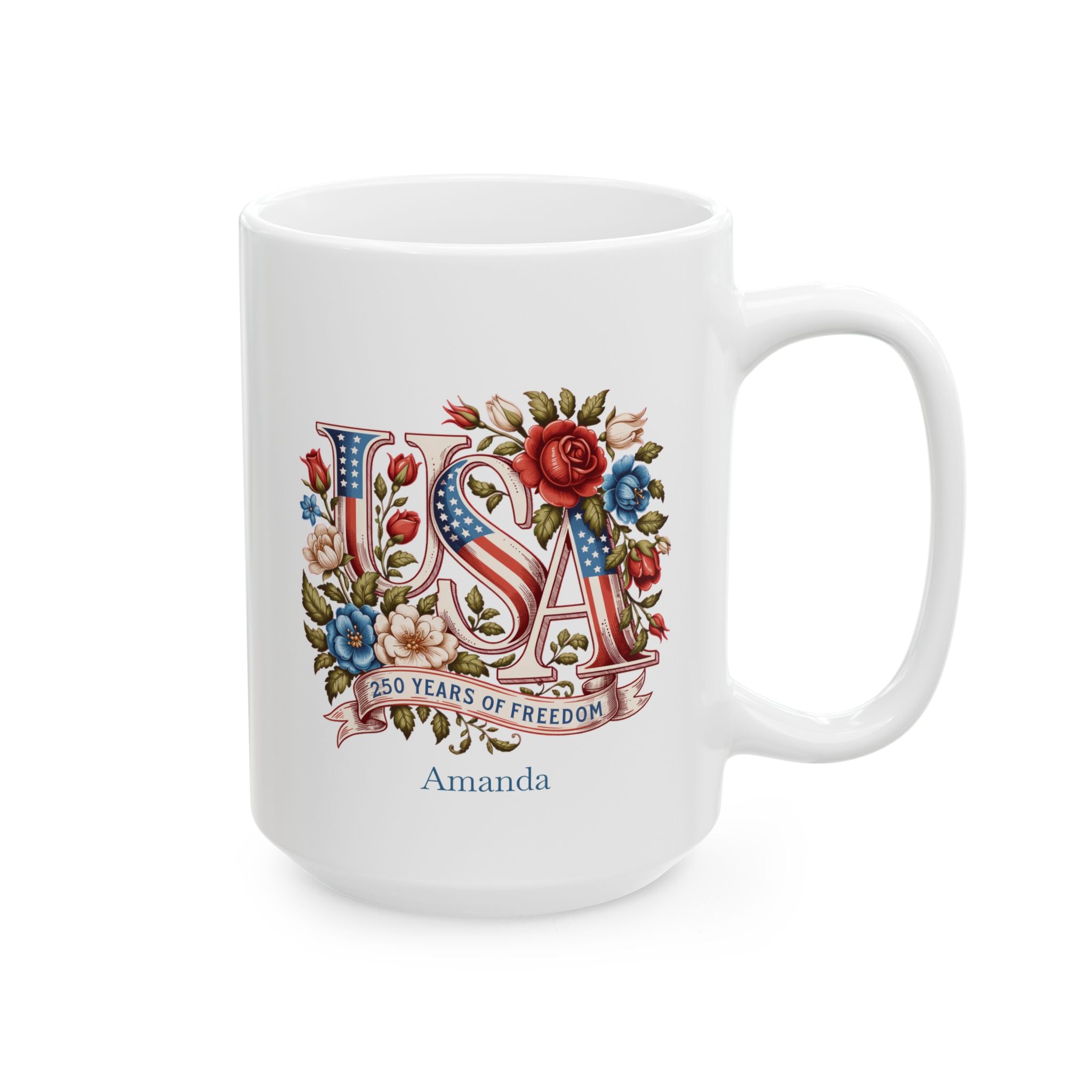 Copy of Patriotic Floral Mug — USA Flag Flowers Ceramic Coffee Cup (11oz & 15oz)