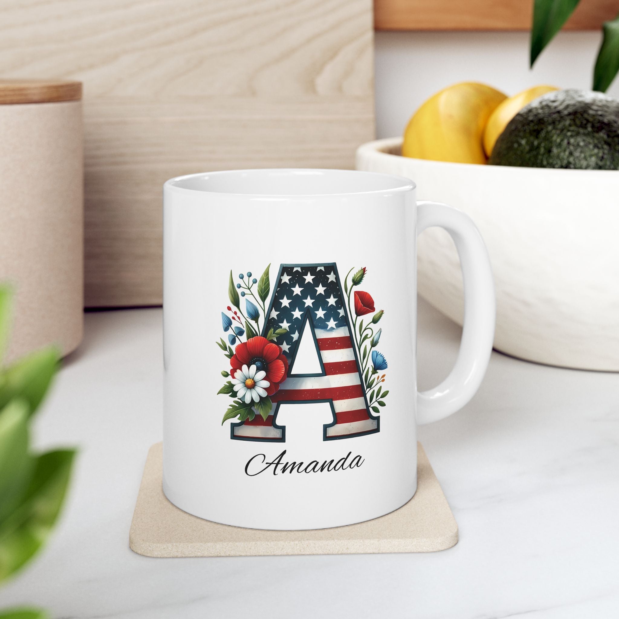 Copy of Patriotic Floral Mug — USA Flag Flowers Ceramic Coffee Cup (11oz & 15oz)