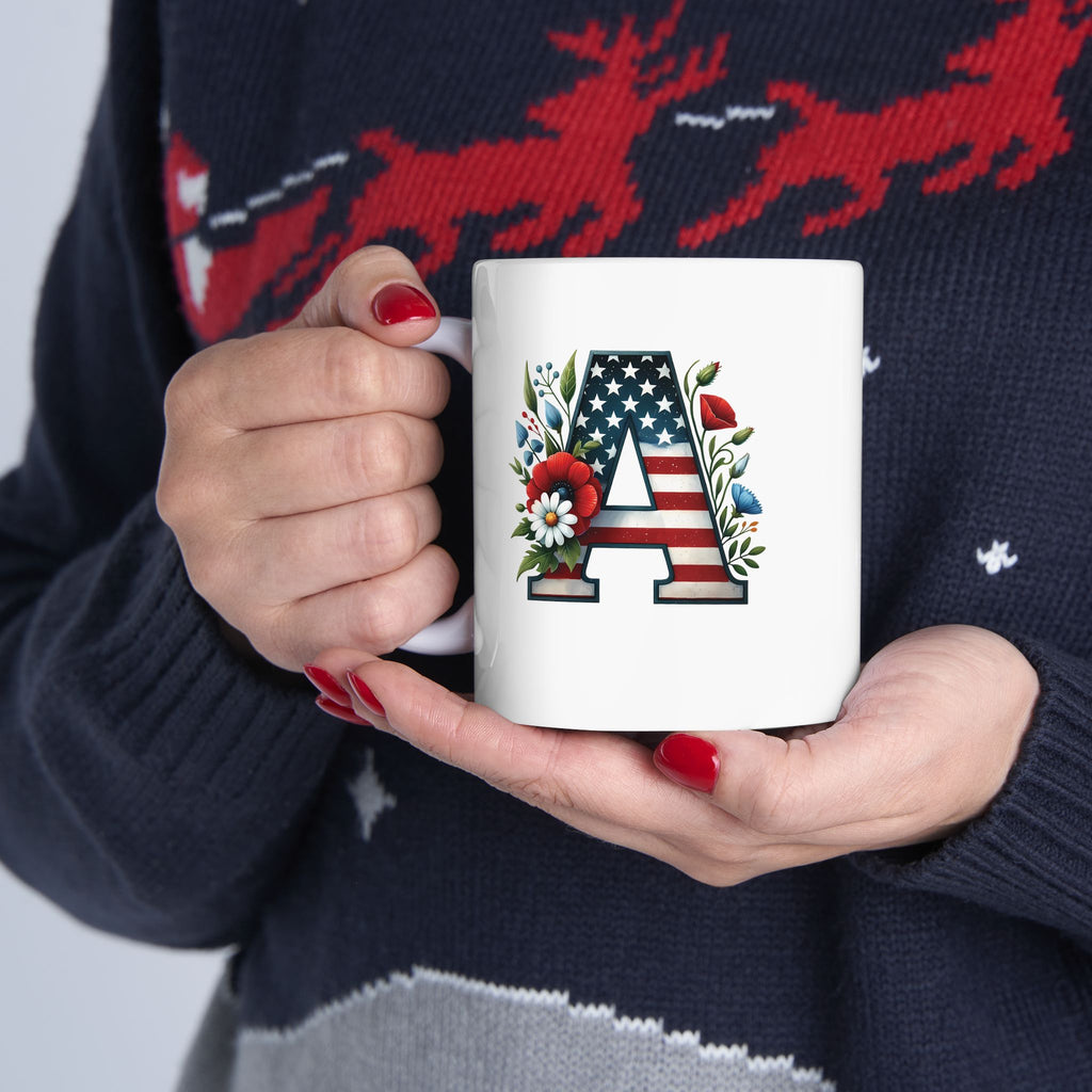 Copy of Patriotic Floral Mug — USA Flag Flowers Ceramic Coffee Cup (11oz & 15oz)
